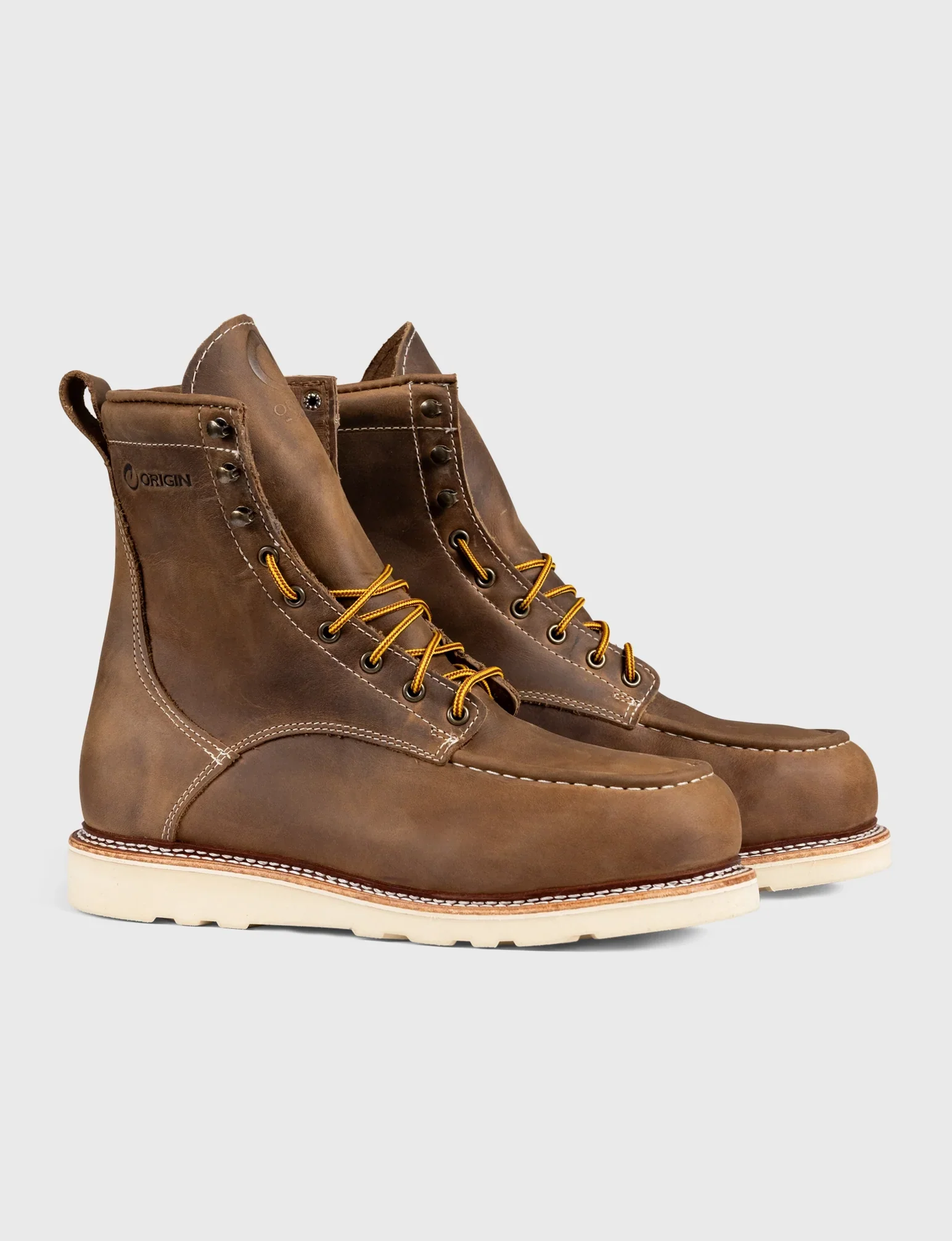MAINE MOC STEEL TOE BOOT 8" - NATURAL WEDGE SOLE - GRADED QUALITY