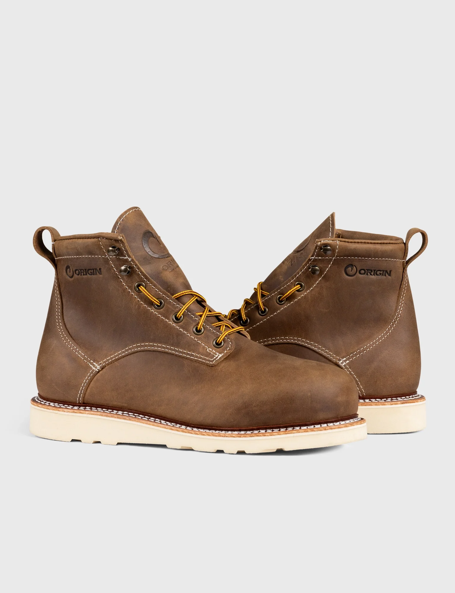 THE WILTON 6" STEEL TOE WORK BOOT - NATURAL WEDGE SOLE - Image 3